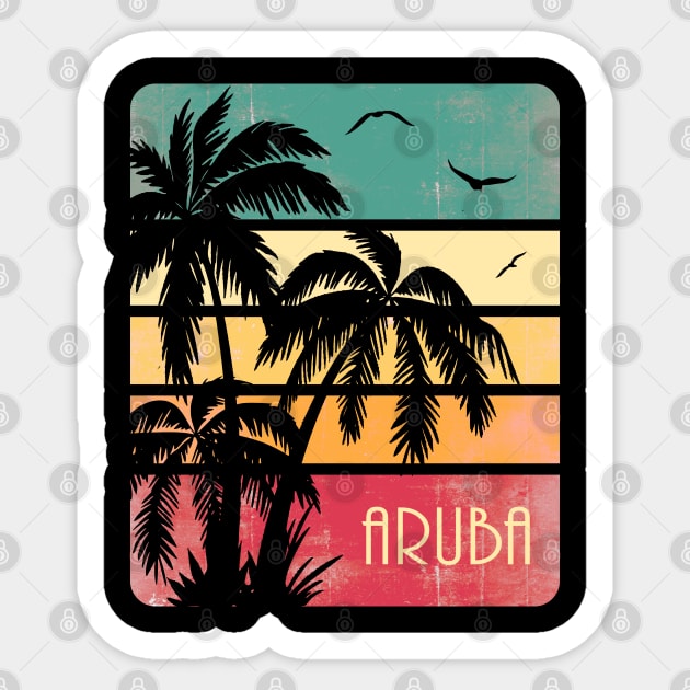 Aruba Vintage Sunset Sticker by Nerd_art